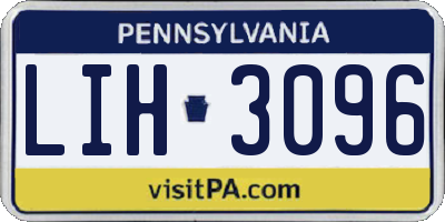 PA license plate LIH3096
