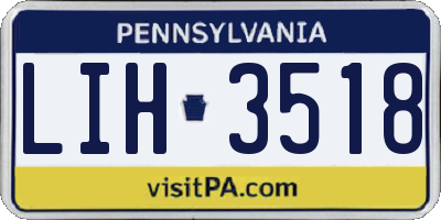 PA license plate LIH3518