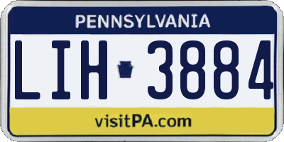 PA license plate LIH3884