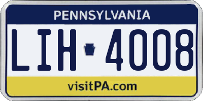 PA license plate LIH4008
