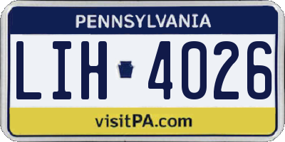 PA license plate LIH4026
