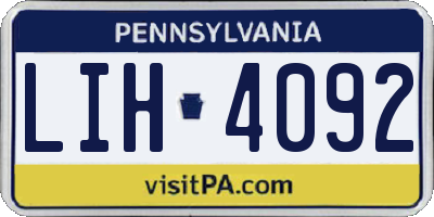 PA license plate LIH4092