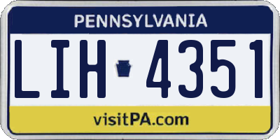 PA license plate LIH4351