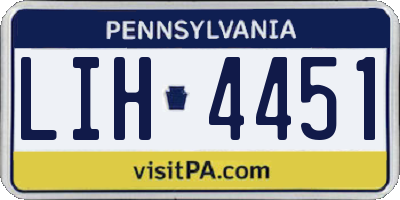 PA license plate LIH4451