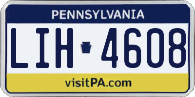 PA license plate LIH4608