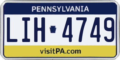 PA license plate LIH4749