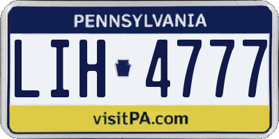 PA license plate LIH4777