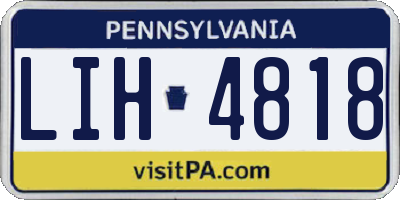 PA license plate LIH4818