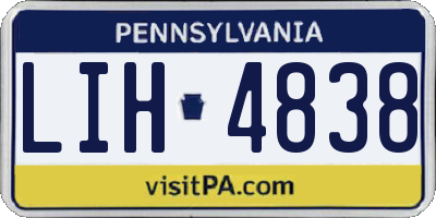 PA license plate LIH4838