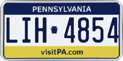 PA license plate LIH4854