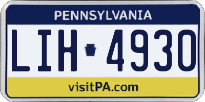 PA license plate LIH4930