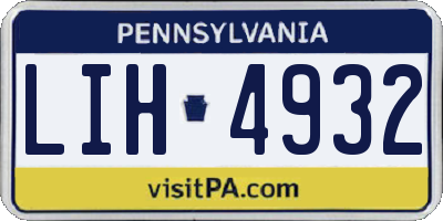 PA license plate LIH4932