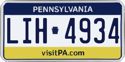PA license plate LIH4934