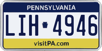 PA license plate LIH4946