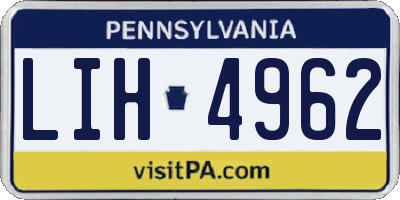 PA license plate LIH4962
