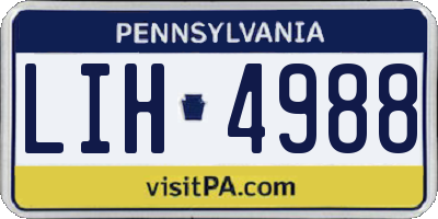 PA license plate LIH4988