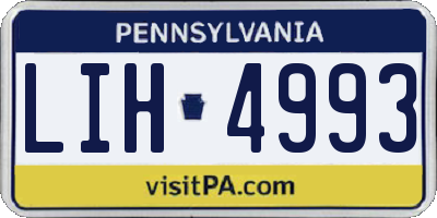 PA license plate LIH4993