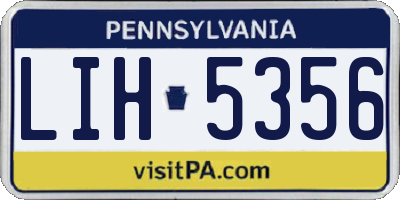 PA license plate LIH5356