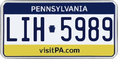 PA license plate LIH5989
