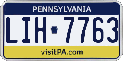 PA license plate LIH7763