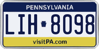 PA license plate LIH8098