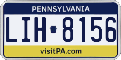 PA license plate LIH8156