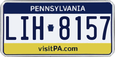 PA license plate LIH8157
