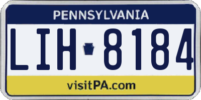 PA license plate LIH8184