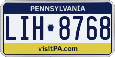 PA license plate LIH8768