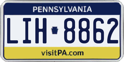 PA license plate LIH8862