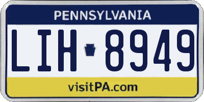 PA license plate LIH8949