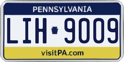PA license plate LIH9009