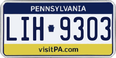 PA license plate LIH9303