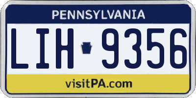 PA license plate LIH9356