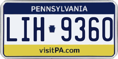 PA license plate LIH9360