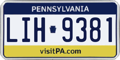 PA license plate LIH9381