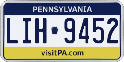 PA license plate LIH9452