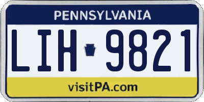 PA license plate LIH9821
