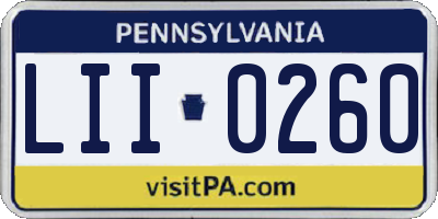PA license plate LII0260