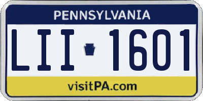 PA license plate LII1601