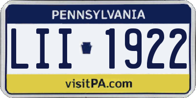 PA license plate LII1922