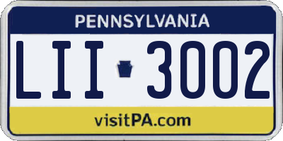 PA license plate LII3002