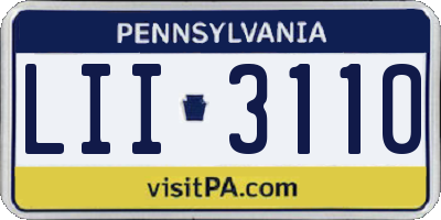 PA license plate LII3110