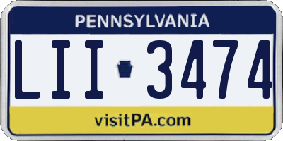 PA license plate LII3474