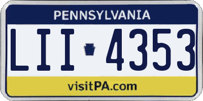 PA license plate LII4353