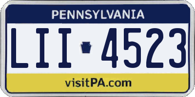 PA license plate LII4523