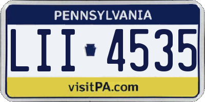 PA license plate LII4535