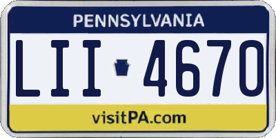 PA license plate LII4670