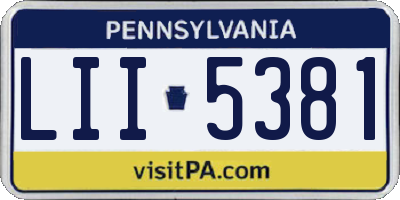 PA license plate LII5381
