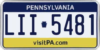 PA license plate LII5481